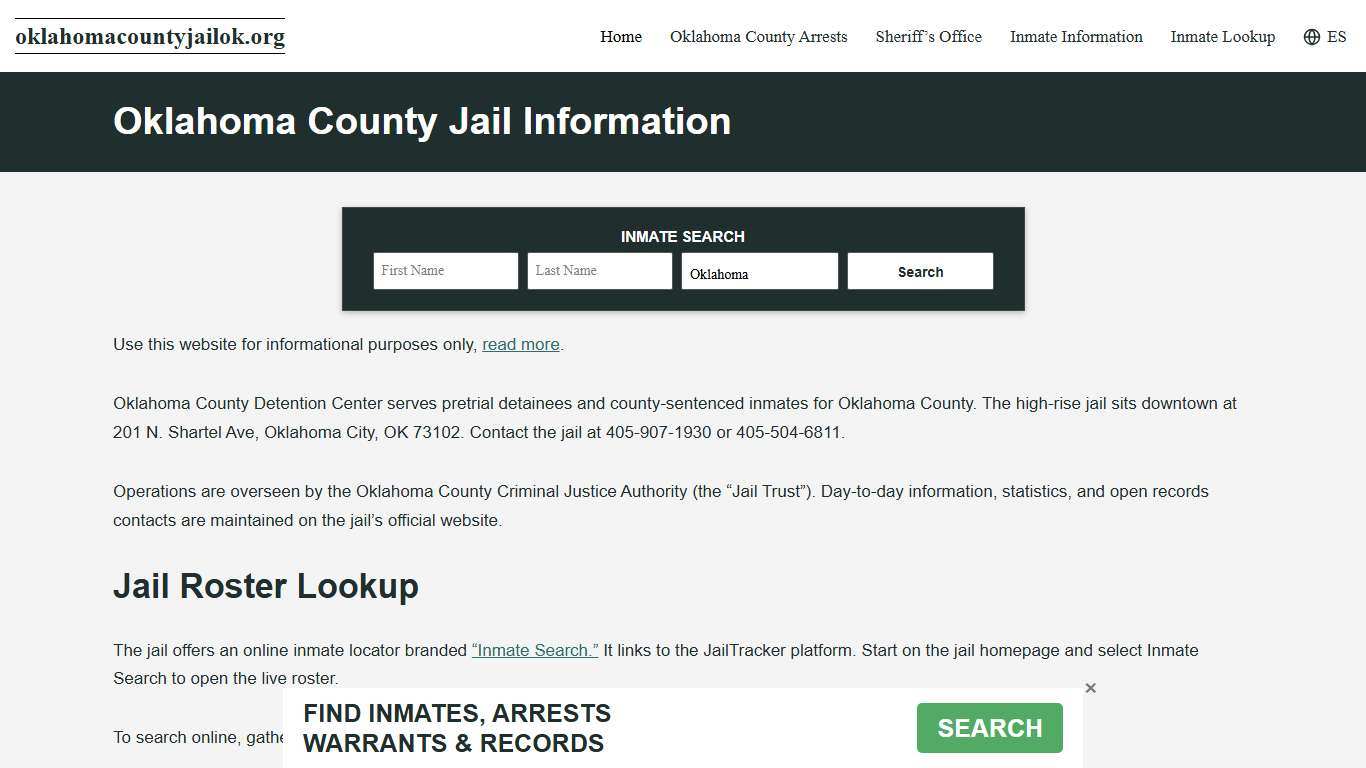 Oklahoma County, OK Jail Roster, Inmate Info